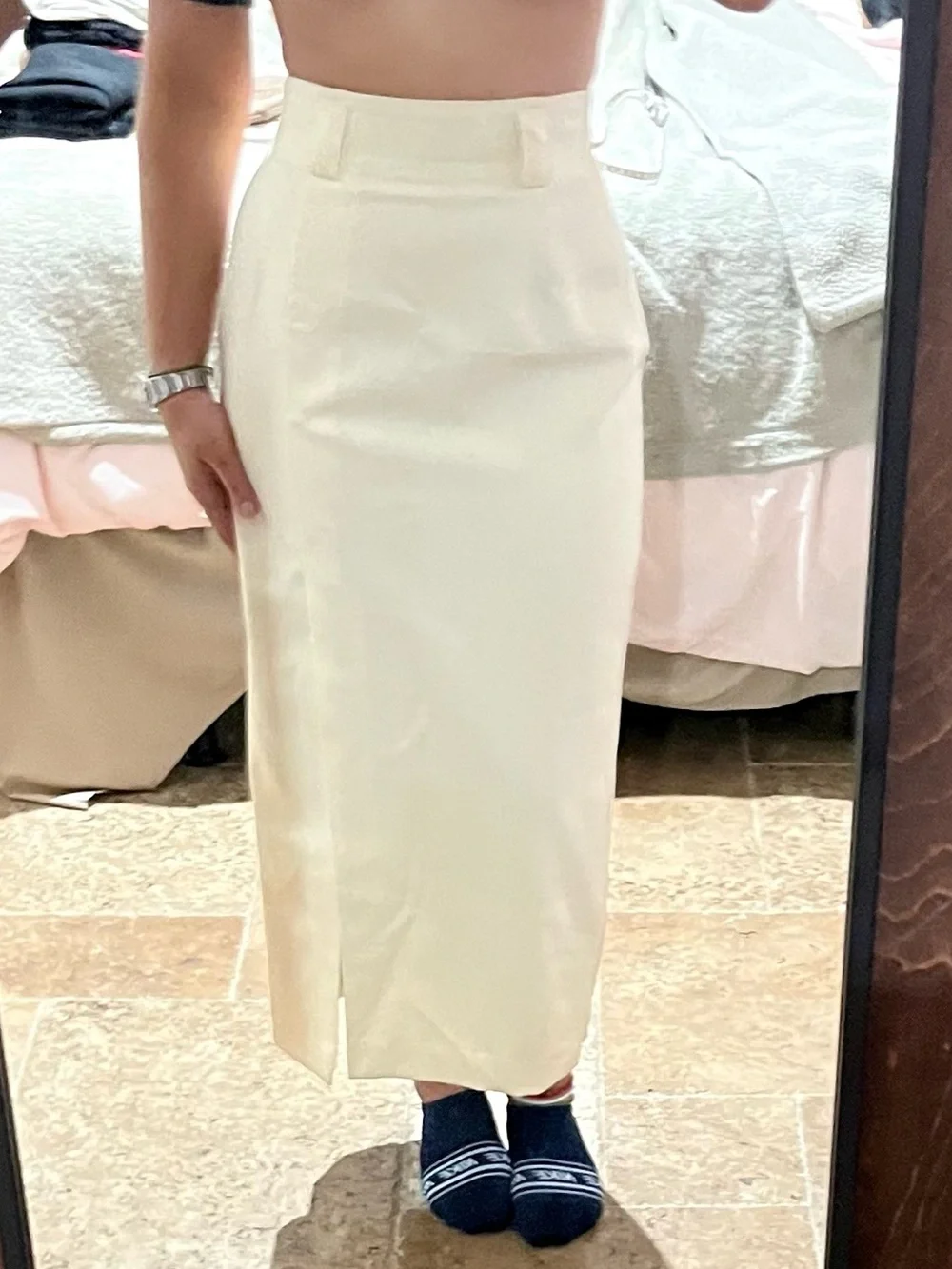Vintage Verrazano Ivory 100% Wool Maxi Pencil Skirt Size 4